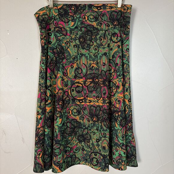 LuLaRoe Hippie Psychedelic Floral A-Line Comfort Jersey Tee Skirt Women’s SZ 2XL - Picture 6 of 11